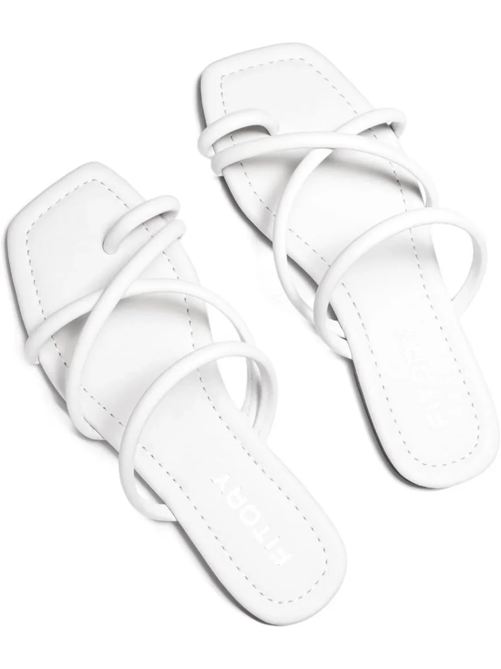 Women's All White Summer Flat Toe Ring Thong Open Toe Cross Strap Fashion Shoes